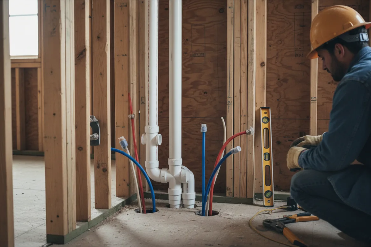 Drain and supply rough-in during Leak Detection in Ansonia