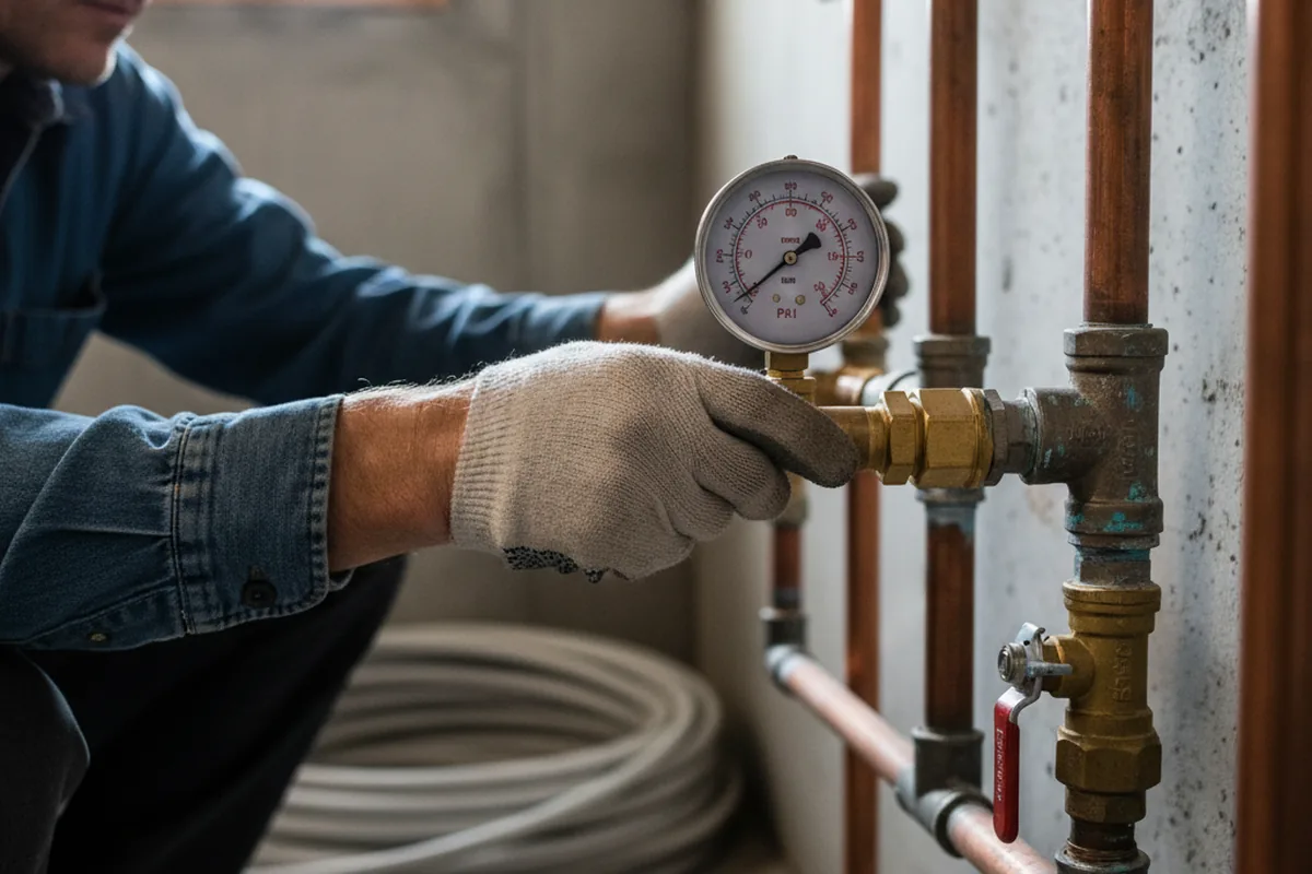 Pressure testing a repaired line during Water Line Repair in Ansonia
